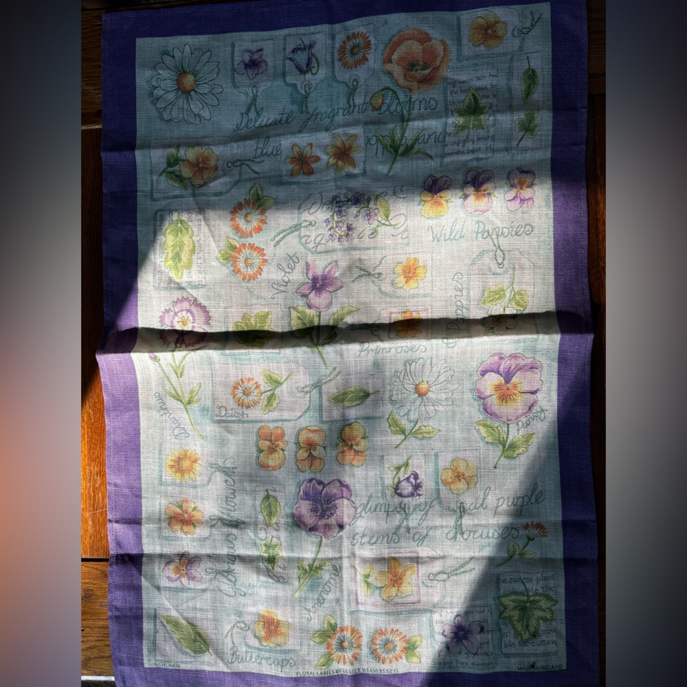 Collector’s Irish Linen Tea Towel - Purple Floral